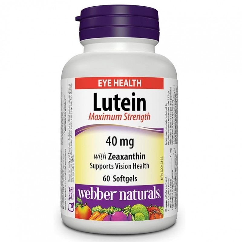 قرص لوتئین همراه با زآگزانتین Webber Naturals Lutein With Zeaxanthin 40mg وبر نچرالرز (60 عددی)