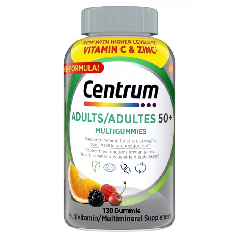 پاستیل مولتی ویتامین سنتروم بزرگسال بالای 50 سال Centrum Adults Multi Vitamin Gummies (130 عددی)