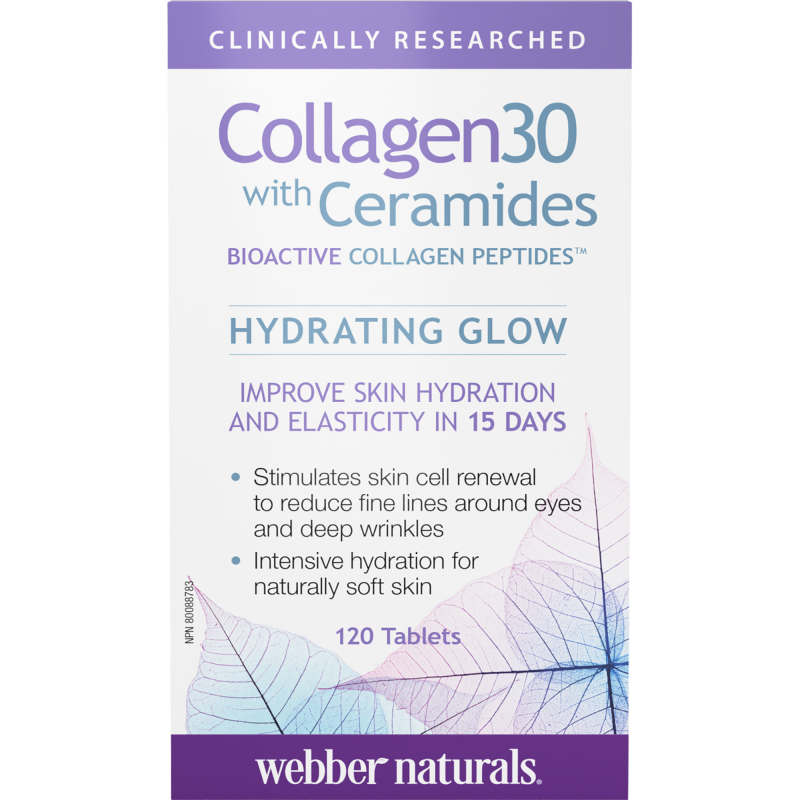 قرص کلاژن با سرامید Webber Naturals Collagen30 with Ceramides Bioactive Collagen Peptides وبر نچرالز (120 عددی)