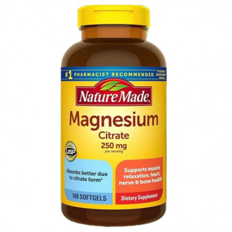 قرص منیزیم سیترات NatureMade Magnesium Citrate 250mg نیچرمید(180 عددی)