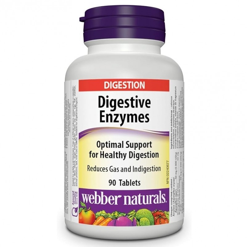 قرص مکمل آنزیم دایجستیو Webber Naturals Enzymes Digestives وبر نچرالز (90 عددی)