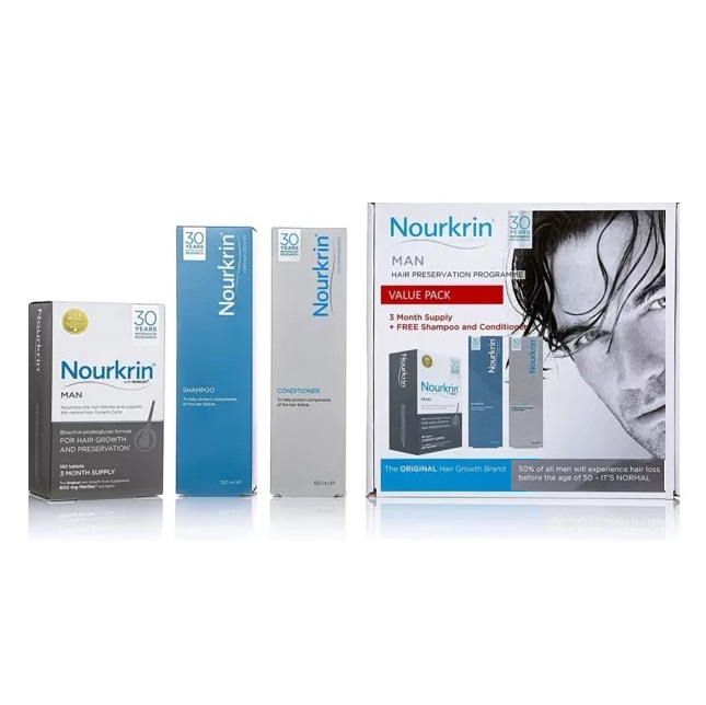 پک نورکرین Nourkrin آقایان (قرص ، شامپو ، نرم کننده)