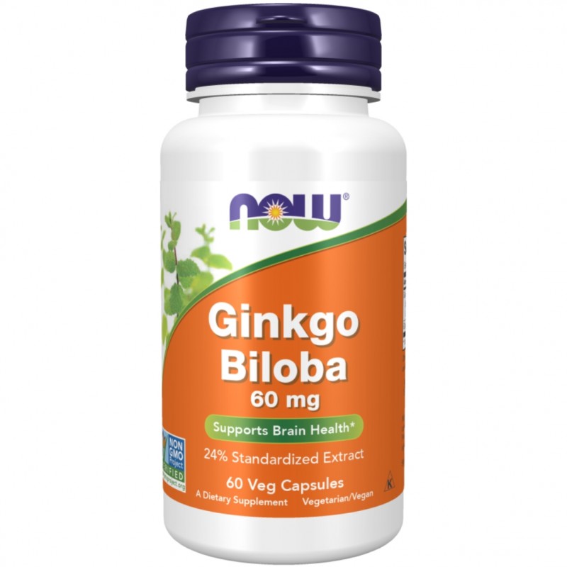 کپسول افزایش تمرکز جینکوبیلوبا NOW Ginkgo Biloba 60mg (60 عددی)