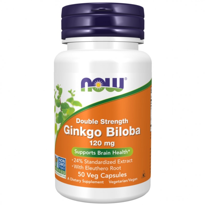 کپسول افزایش تمرکز جینکوبیلوبا NOW Double Strength Ginkgo Biloba 120mg (50 عددی)
