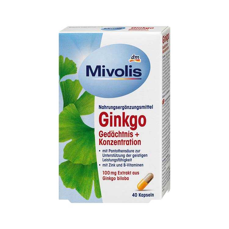 کپسول عصاره جینکو بیلوبا میولیس Mivolis Ginkgo Biloba 100mg (40 عددی)