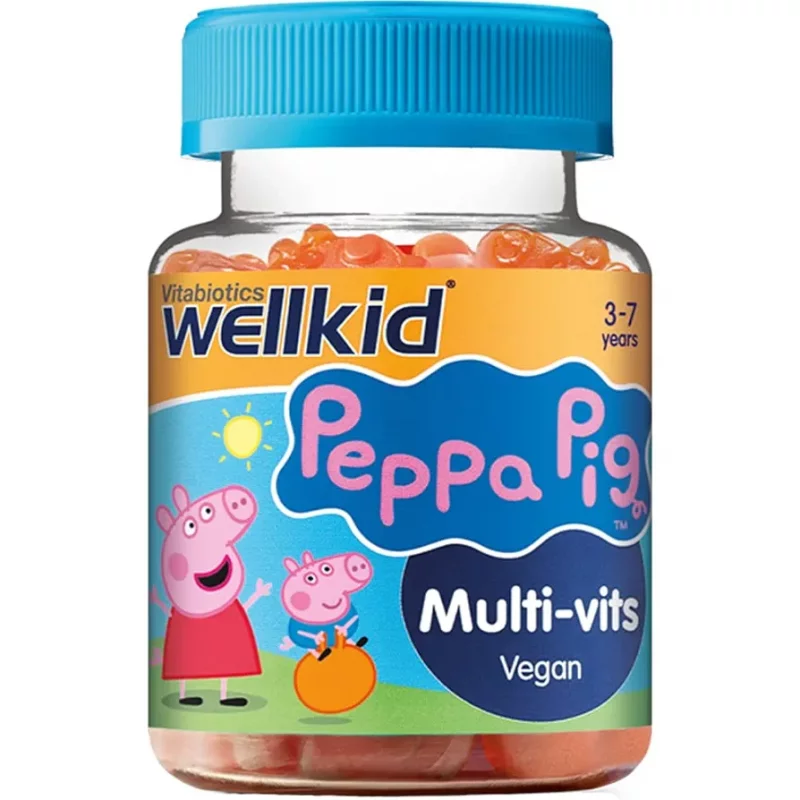 پاستیل گیاهی مولتی ویتامین کودک Wellkid Peppa Pig Multivitamin Vegan ویتابیوتیکس (30 عددی)