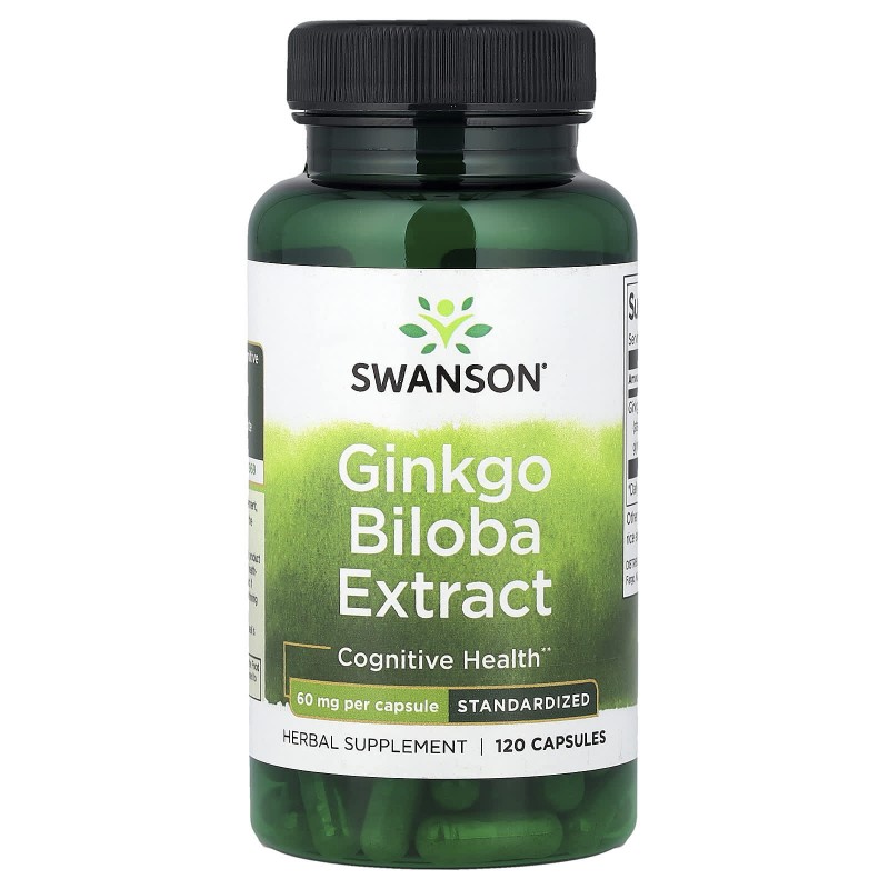 کپسول افزایش تمرکز جینکوبیلوبا Swanson Ginkgo Biloba 60mg (120 عددی)