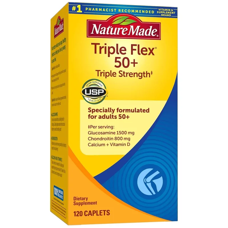 قرص تقویتی مفاصل TripleFlex گلوکوزامین کندرویتین همراه MSM نیچرمید NatureMade (120 عددی)