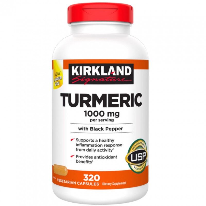 کپسول زردچوبه Kirkland Turmeric Curcumin 1000mg نیچرمید(320 عددی)