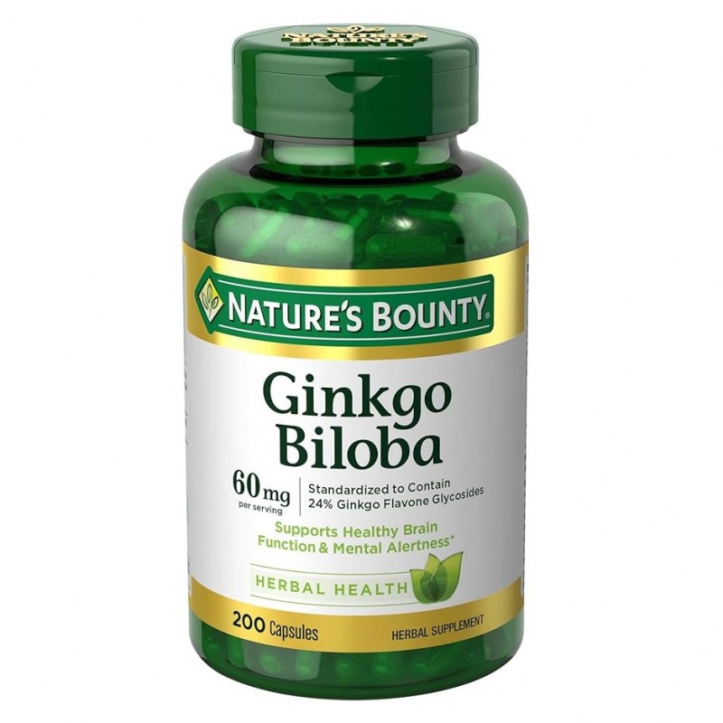 قرص عصاره جینکو بیلوبا Ginkgo Biloba 60mg نیچرز بونتی (200 عددی)