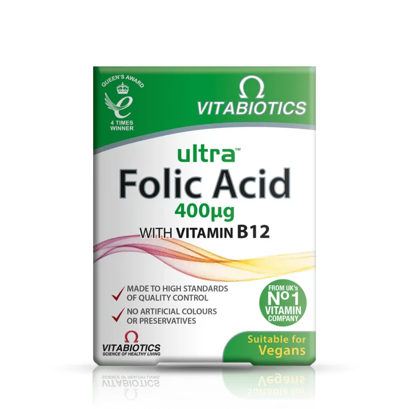 قرص فولیک اسید Vitabiotics Ultra Folic Acid ویتابیوتیکس (60 عددی)