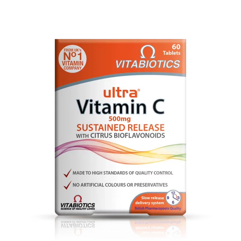 قرص آهسته رهش ویتامین Vitabiotics Ultra Vitamin C 500mg ویتابیوتیکس (60 عددی)