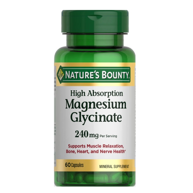سافت ژل منیزیم گلیسینات Nature’s Bounty High Absorption Magnesium Glycinate 240mg نیچرز بونتی (60 عددی)