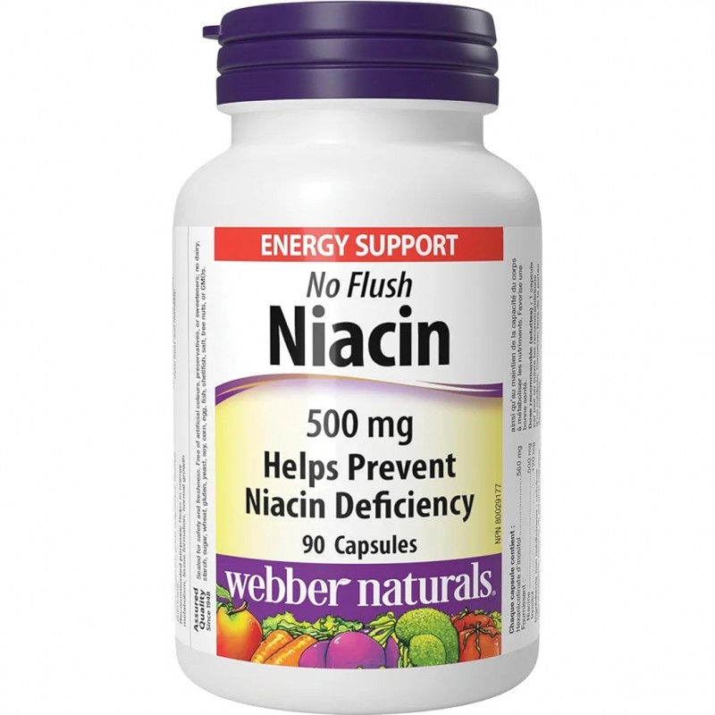 کپسول ویتامین نیاسین Webber Naturals Niacin B3 500mg وبر نچرالز (90 عددی)
