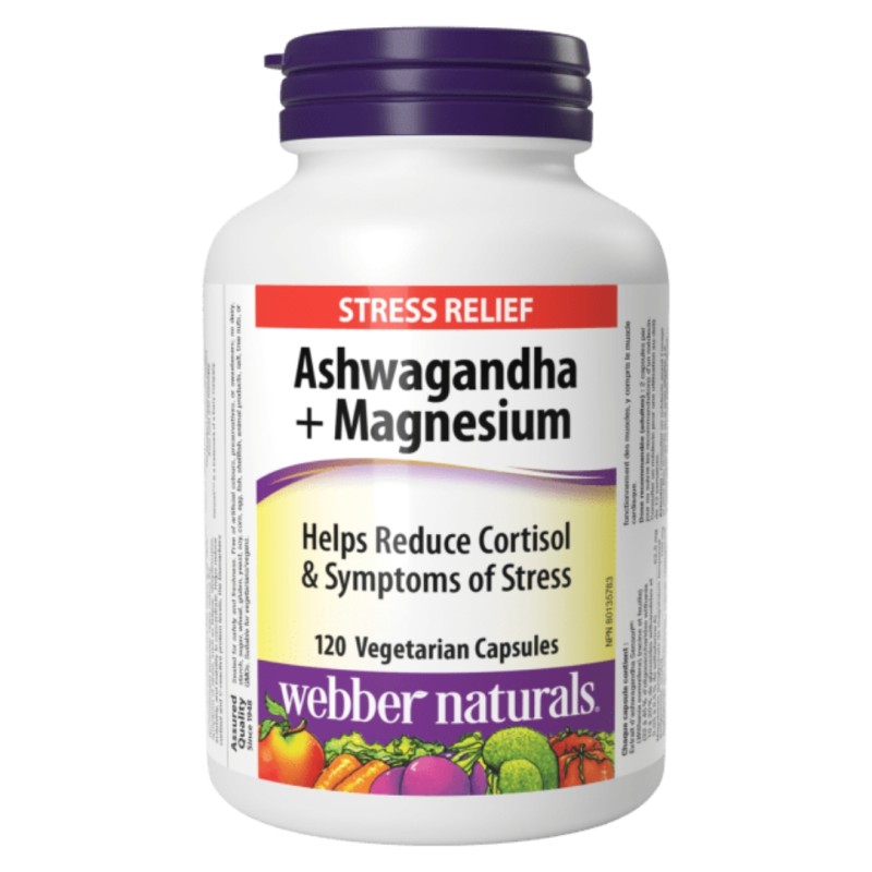 کپسول عصاره آشواگاندا و منیزیم Webber Naturals Ashwagandha & Magnesium & 3600mg وبر نچرالز (120 عددی)