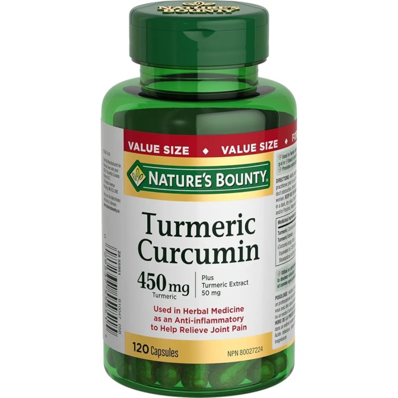 کپسول زردچوبه Nature's bounty Turmeric Curcumin 450mg نیچرز بونتی (120 عددی)