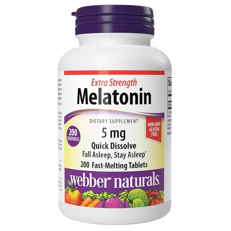 قرص ملاتونین Webber Naturals Extra Strength Melatonin 5mg وبر نچرالز (60 عددی)