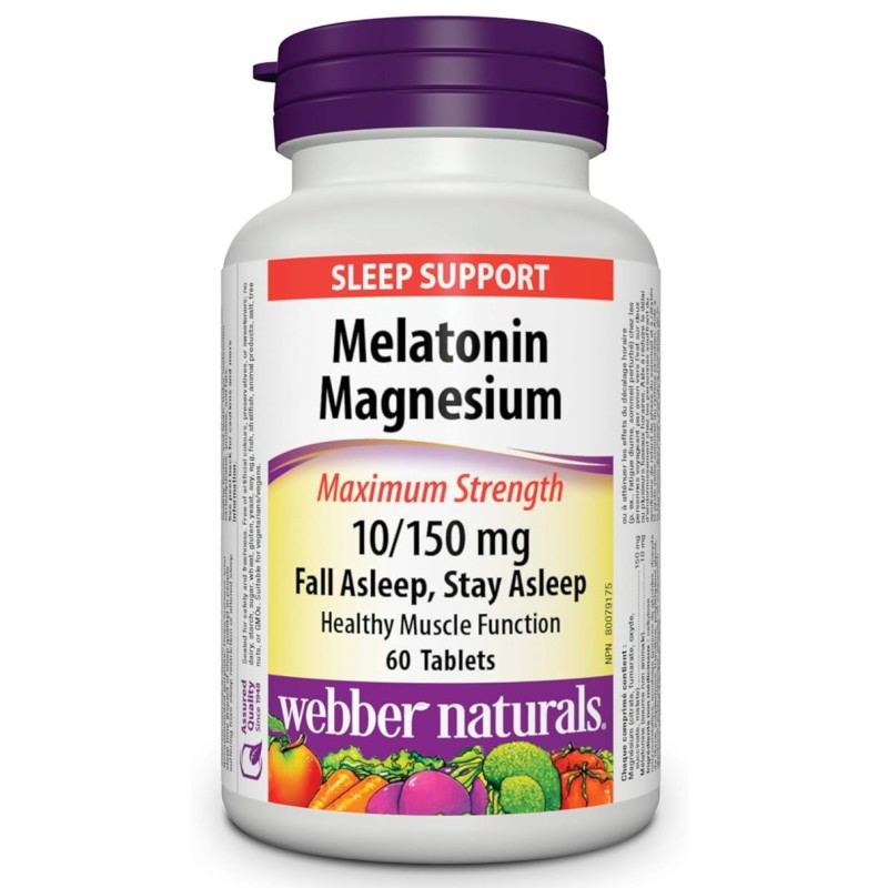 قرص ملاتونین Webber Naturals Melatonin Magnesium 10/150mg وبر نچرالز (60 عددی)