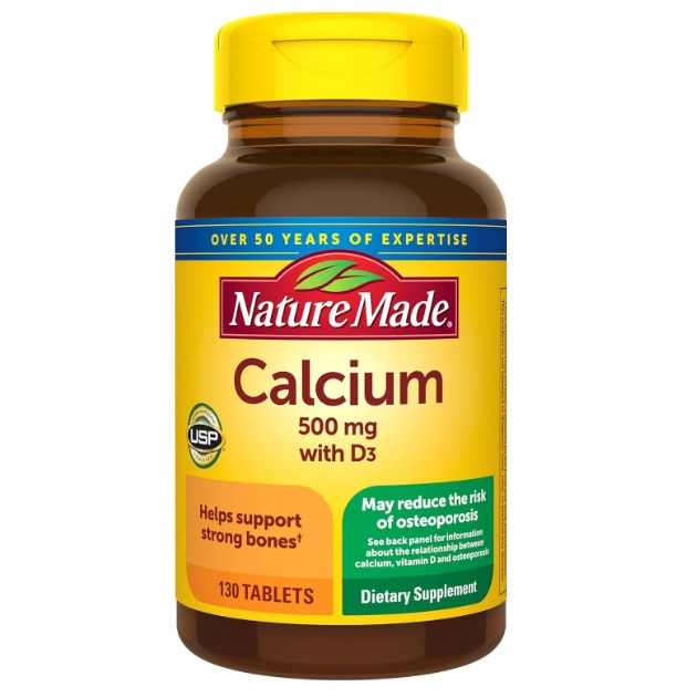 قرص کلسیم NatureMade Calcium 500mg + D3 نیچرمید (130  عددی)