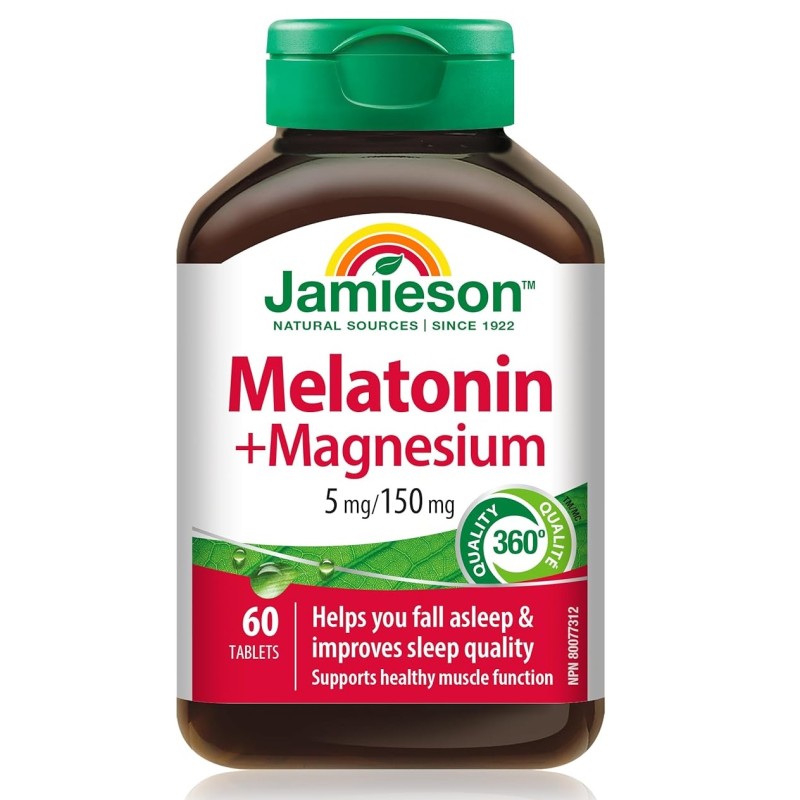 قرص ملاتونین Jamieson Melatonin Magnesium 5/150mg جیمیسون (60 عددی)