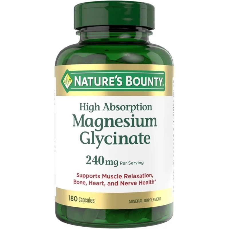 سافت ژل منیزیم گلیسینات Nature’s Bounty High Absorption Magnesium Glycinate 240mg نیچرز بونتی (180 عددی)