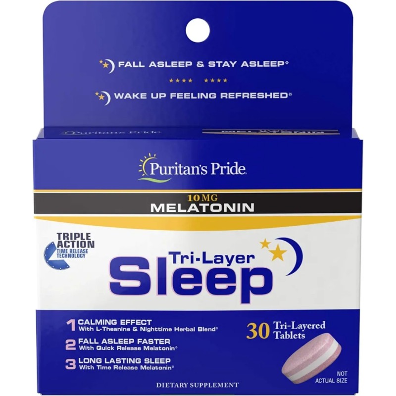 قرص چرخه خواب Puritan Pride Sleep Tri-layer 10mg پوریتان پراید (30 عددی)