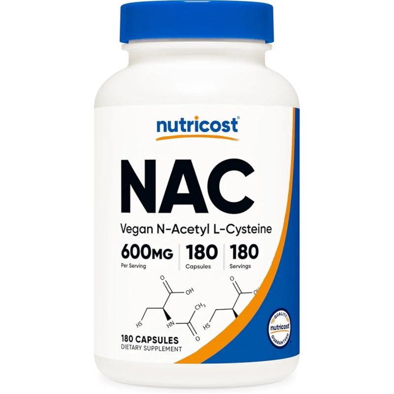 کپسول استیل سیستین نوتریکاست Nutricost NAC N-Acetyl-L-Cysteine 600mg (180 عددی)