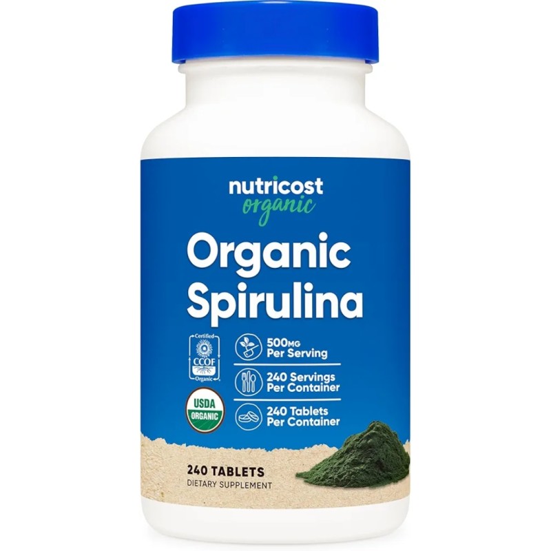 قرص جلبک اسپیرولینا Nutricost Organic Spirulina 500mg (240 عددی)