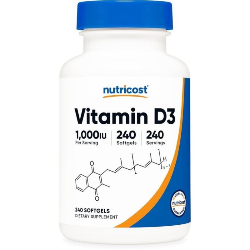 سافت ژل نوتریکاست ویتامین Nutricost D3 1000iu (240 عددی)