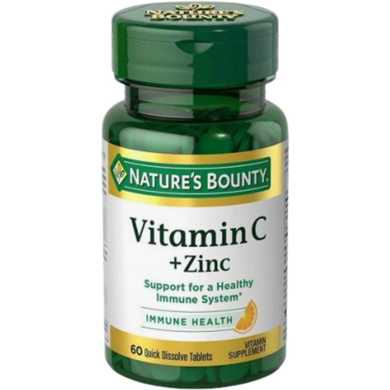 قرص زینک و ویتامین Nature's Bounty Zinc & Vitamin C نیچرز بونتی (60 عددی)