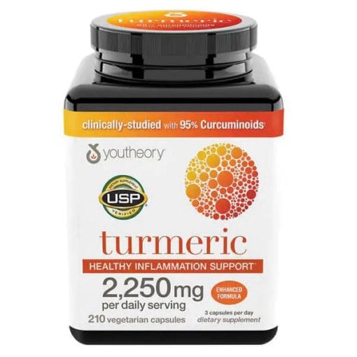 کپسول زردچوبه Youtheory Turmeric Curcumin 2250mg یوتئوری (210 عددی)