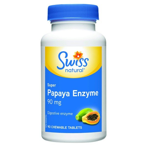 قرص جویدنی مکمل آنزیم پاپایا  Swiss Natural Papaya Enzyme 90mg (90 عددی)