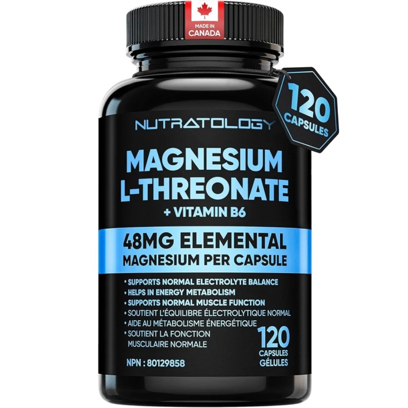 کپسول منیزیم ال-ترئونات Nutratology Magnesium L-Threonate + B6 (120 عددی)