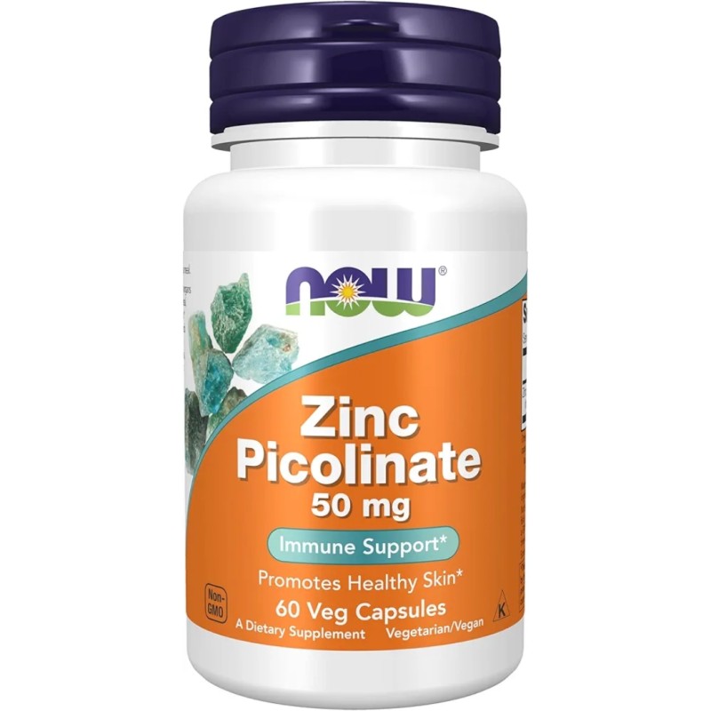 کپسول گیاهی زینک پیکولینات NOW Foods Zinc Picolinate 50mg (60 عددی)