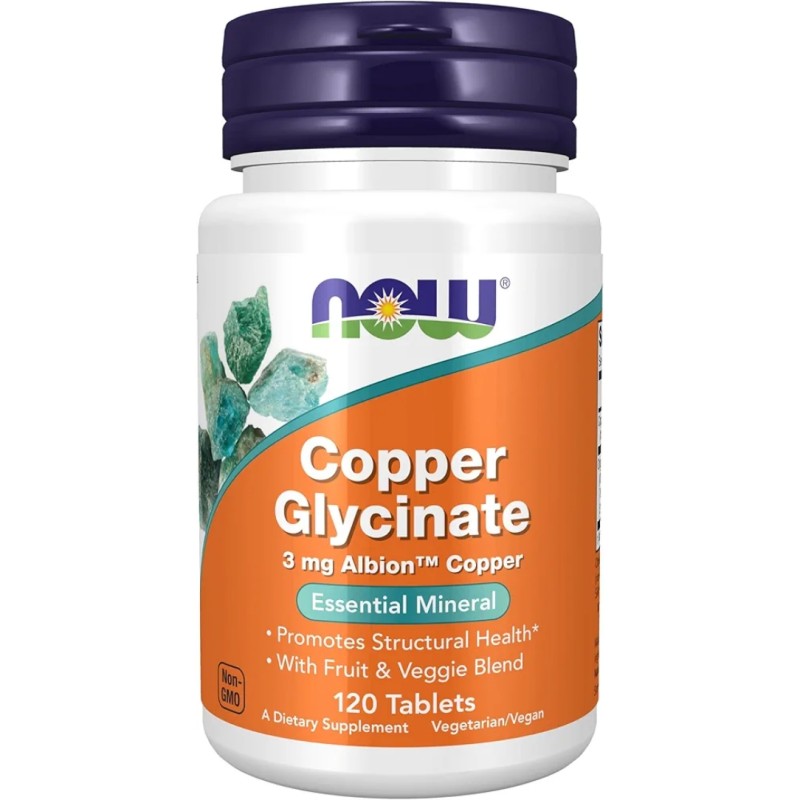 قرص مس NOW Foods Copper Glysinate 3mg (120 عددی)