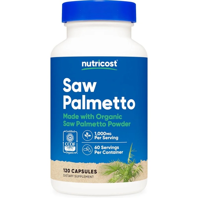 کپسول عصاره ساوپالمتو نوتریکاست Nutricost Saw Palmetto 1000mg (120 عددی)