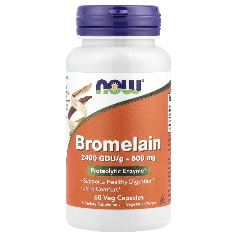 کپسول گیاهی بهبود گوارش بروملین NOW Foods Bromelain 500mg (60 عددی)
