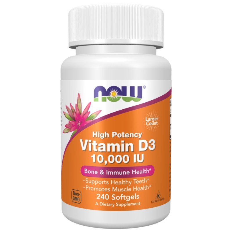 سافت ژل ویتامین NOW Foods D3 10.000iu (240 عددی)
