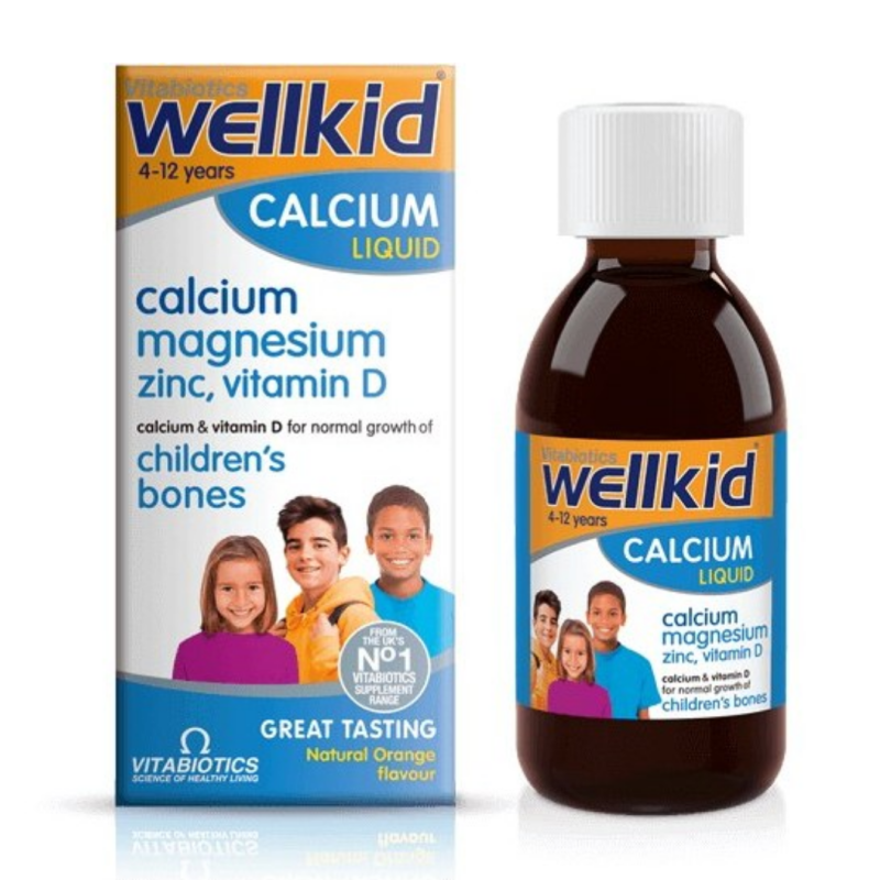 شربت کودک کلسیم منیزیم زینک D3 ویتابیوتیکس Wellkid (150 میل)