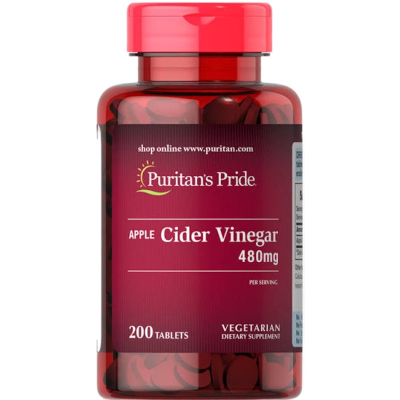کپسول سرکه سیب Puritan Pride Apple Cider Vinegar 480mg پوریتان پراید (200 عددی)