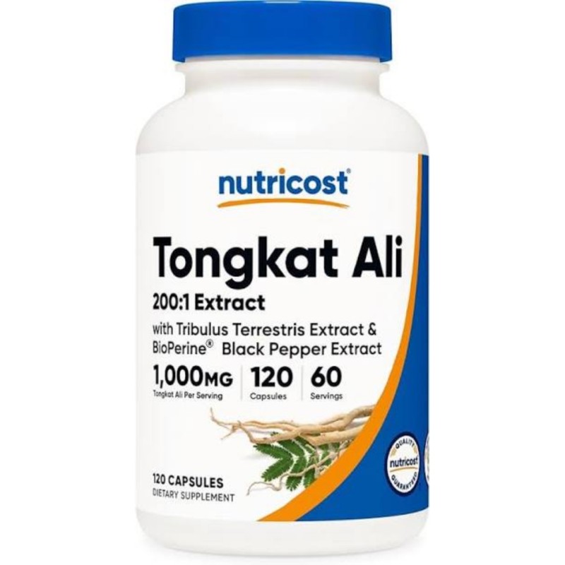 کپسول باروری مردان عصاره گیاه تونکات علی نوتریکاست Nutricost Tongkat Ali 1000mg (120 عددی)