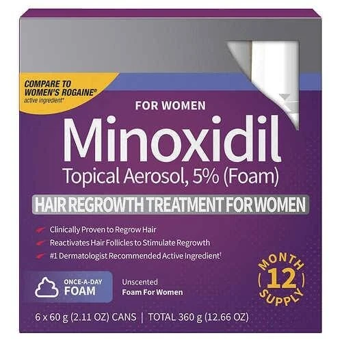 فوم ماینوکسیدیل رشد مجدد موی 5 درصد بانوان کرکلند Kirkland Minoxidil Woman Foam (6 عددی)