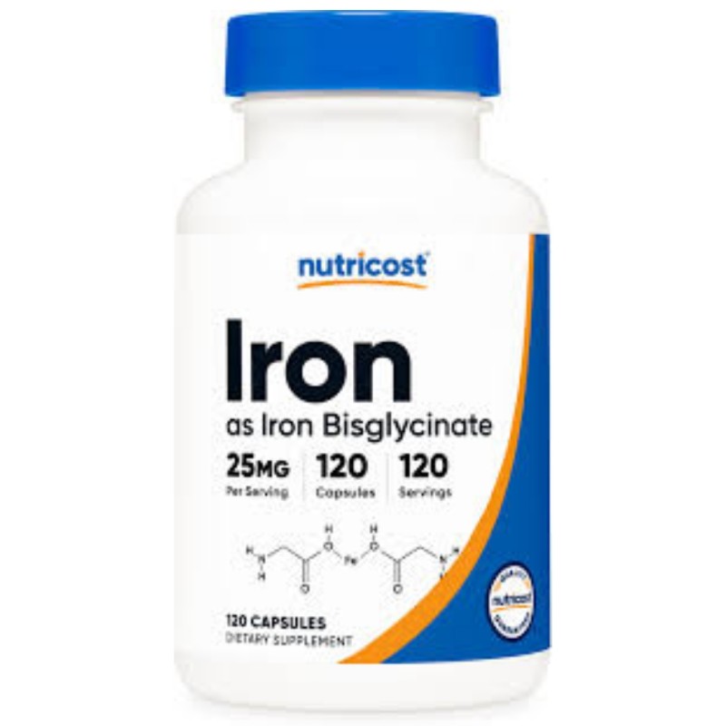 کپسول آهن نوتریکاست Nutricost Iron Bisglycinate 25mg (120 عددی)
