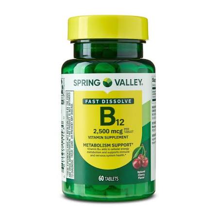 قرص طعم دار زیر زبانی ویتامین کوبالامین اسپرینگ ولی Spring Valley Vitamin B12 5000mcg (60 عددی)
