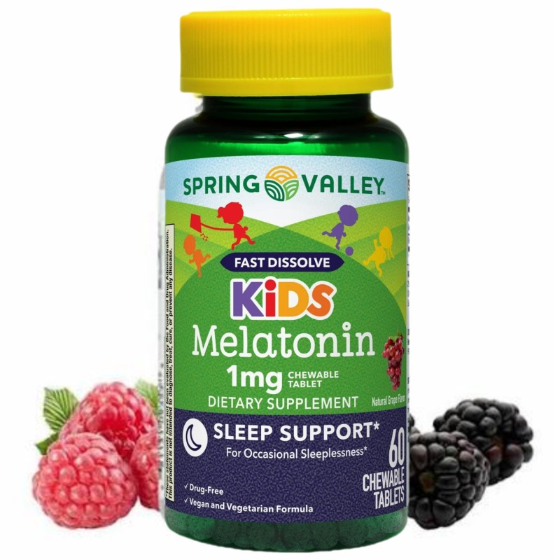 پاستیل گیاهی ملاتونین کودک اسپرینگ ولی Spring Valley Melatonin Kids Vegetarian Gummies 1mg (60 عددی)