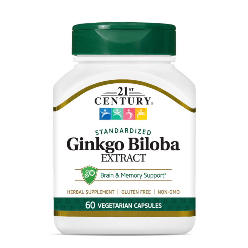 کپسول گیاهی افزایش تمرکز جینکوبیلوبا 21Century Ginkgo Biloba 60mg قرن 21 (60 عددی)