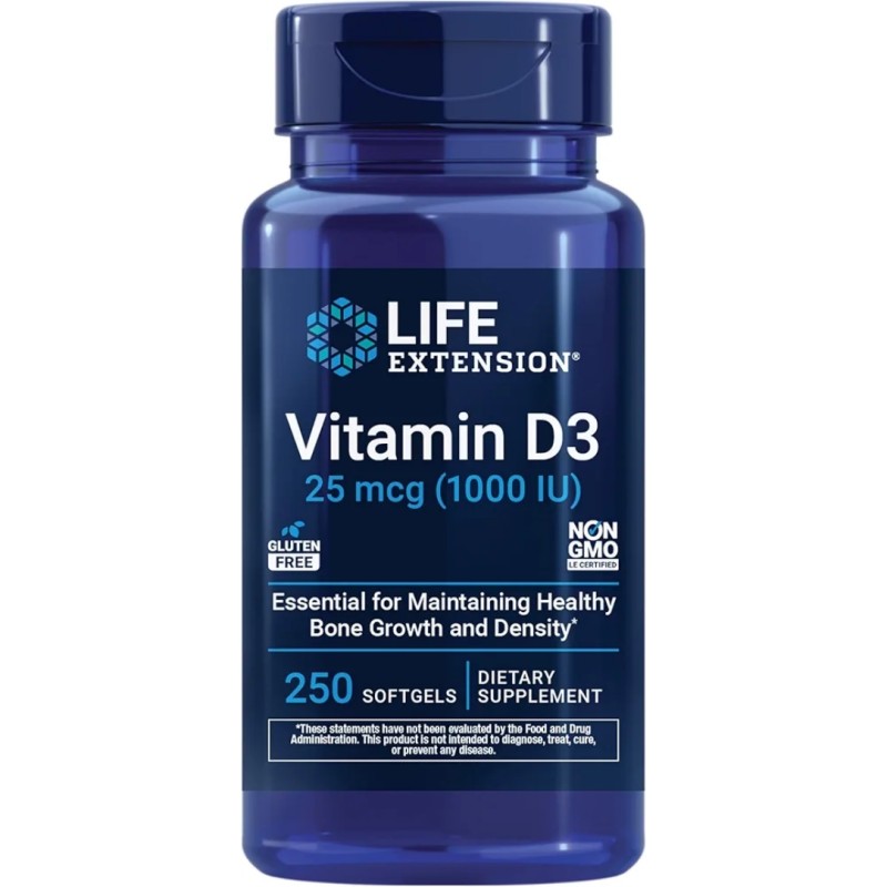 سافت ژل ویتامین دی 3 لایف اکستنشن LIFE EXTENSION D3 1000iu (250 عددی)