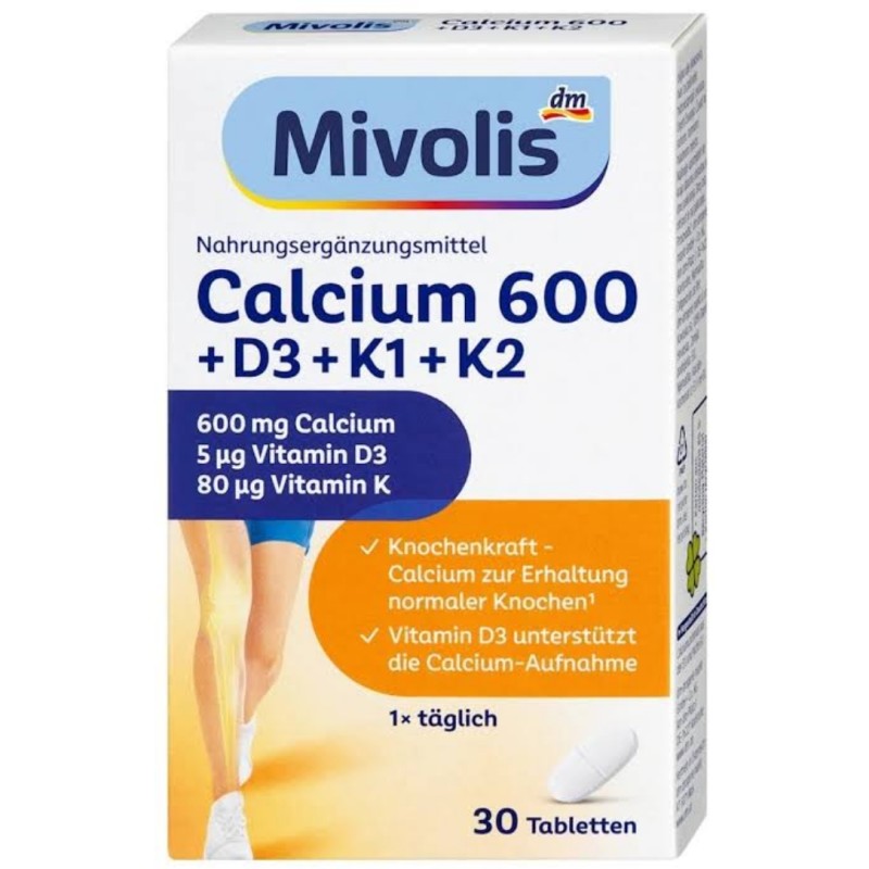 قرص کلسیم دی 3, کا1, کا2 میولیس Mivolis Calcium 600mg, D3 ,K1  K2 (30 عددی)
