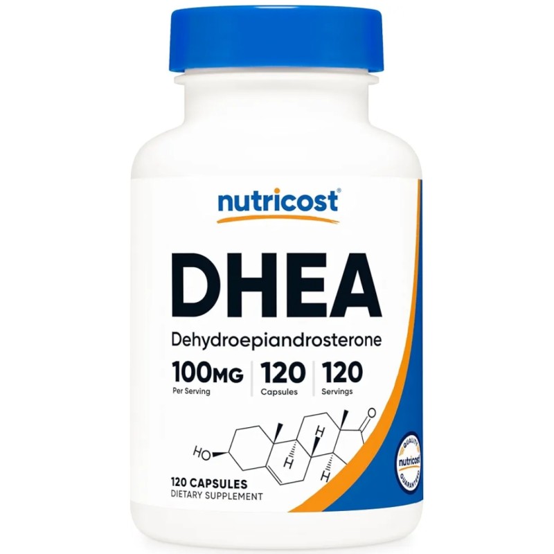 کپسول دهیدروپیاندروسترون ناتریکاست Nutricost DHEA 100mg (120 عددی)