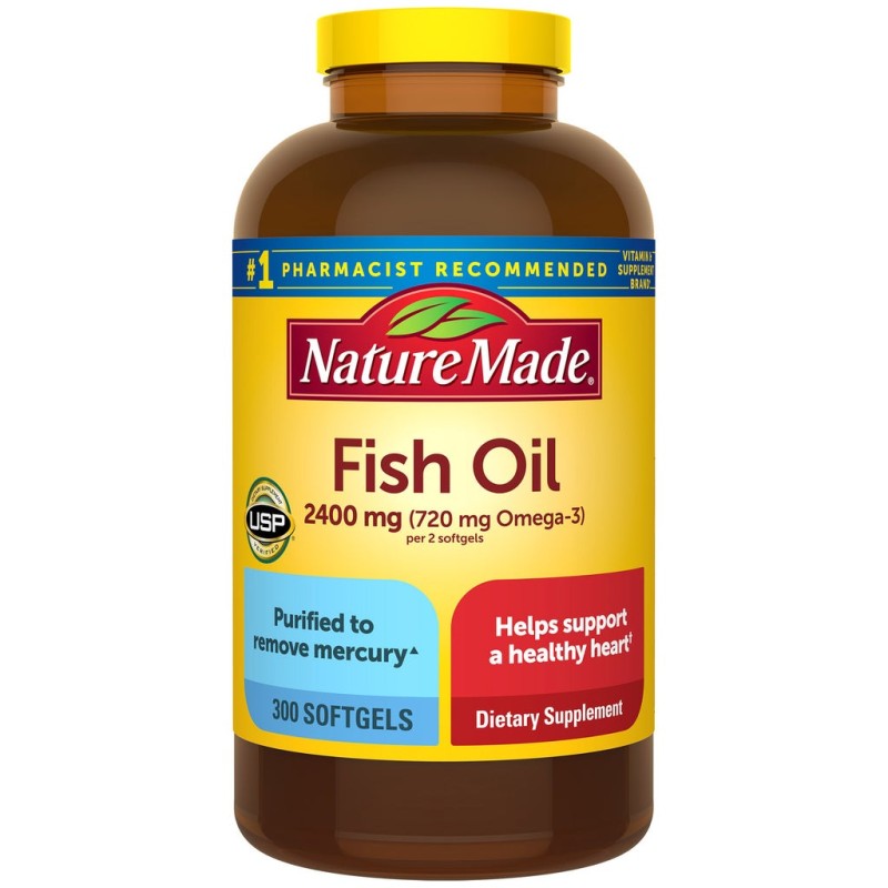 سافت ژل فیش اویل امگا 3 نیچرمید Nature Made Fish Oil 2400mg (300 عددی)